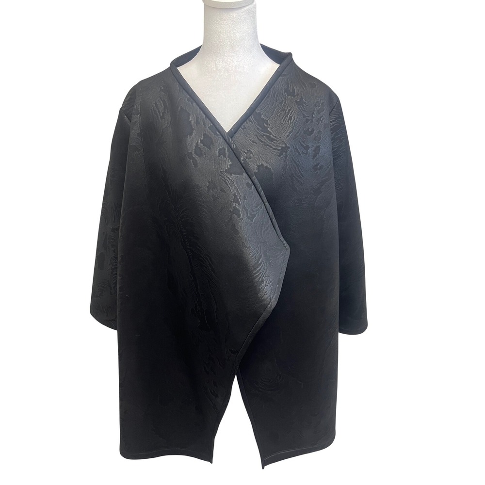 Bryn Walker Jacket M Black Jacquard Moire Draped Open Front Sz M Lagenlook